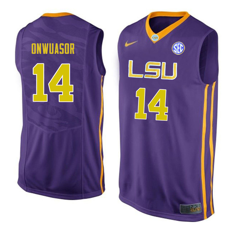 Men #14 Randy Onwuasor LSU Tigers College Basketball Jerseys Sale-Purple